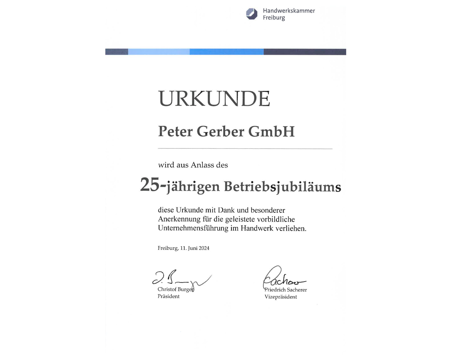 2024 25 jähriges Betriebsjubiläum